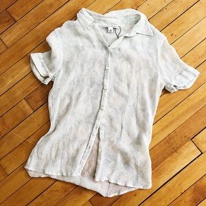 Early 2000s BR silk ss button down blouse